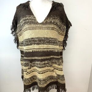 Ralph Lauren Denim Supply Sweater Southwest Fringe Hood Linen Cotton XS/S  Boho